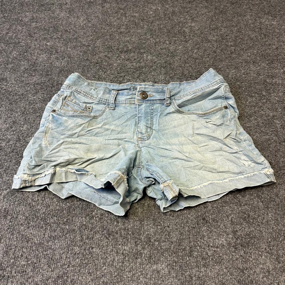 Faded Glory Shorts Womens 6 Light Wash Denim Casual Distressed Stretch Cutoff
